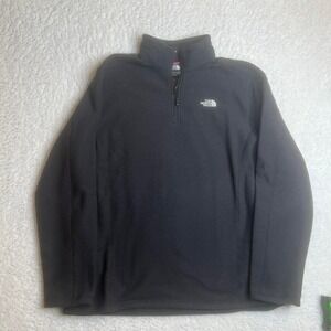 The north face men's black waffle knit quarter zip‎ pullover warm soft Xl